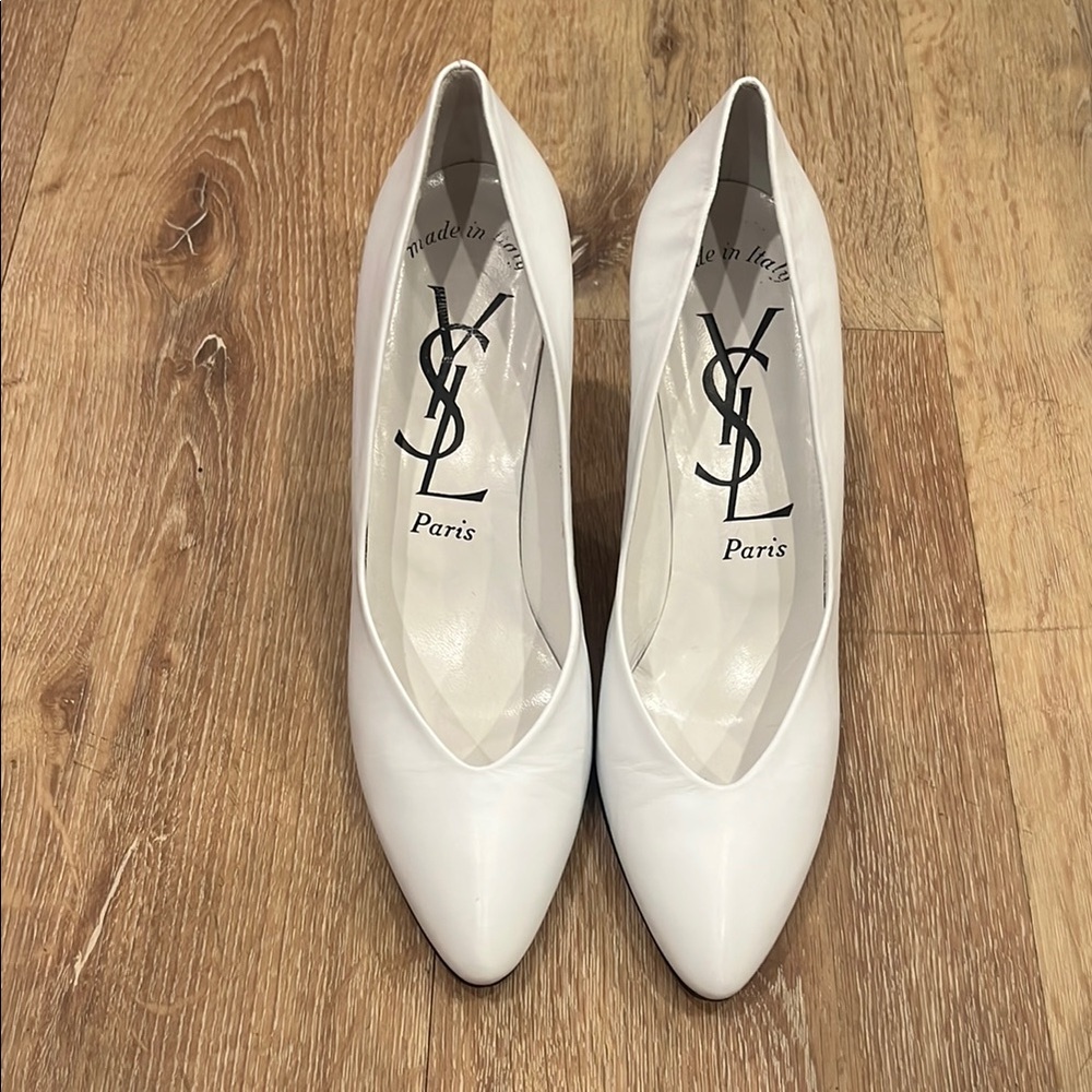 Yves Saint Laurent White Leather Heels